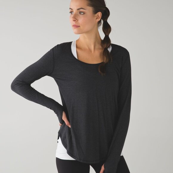 Lululemon Yogini 5 Year Long Sleeve Tee Heathered Black Size 8 - Picture 1 of 7